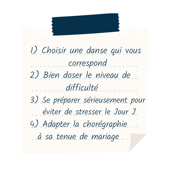 Checklist pour Chorégraphie de Mariage Ouverture de Bal